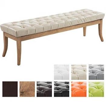 Banco Recibidor Ramses en Madera Clara con Asiento en Simil Cuero Crema 150 cm