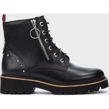 Pikolinos - Botines de mujer de piel con cordones y cremallera lateral, suela extraligera, color brandy, modelo W6S-8619