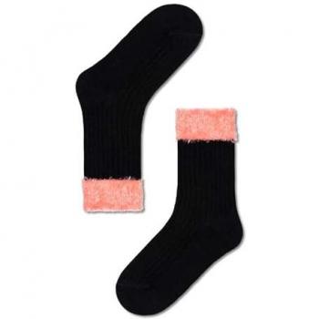 Calcetines Judit Crew Happy Socks - Estampado Negro y Rosa, Talla 36-38, Tejido Suave, Multicolor, Unisex Adulto