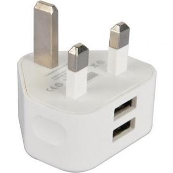 Adaptador de enchufe UK a 2 Puertos USB, ideal para cargar tus dispositivos USB al salir de viaje