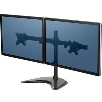 Fellowes - Professional Series - Soporte De Mesa Para Monitor Doble En Horizontal, Flexible Y Ajustable Para Colocar La Pantalla A La Altura Adecuada, Compatible Con Vesa, Negro