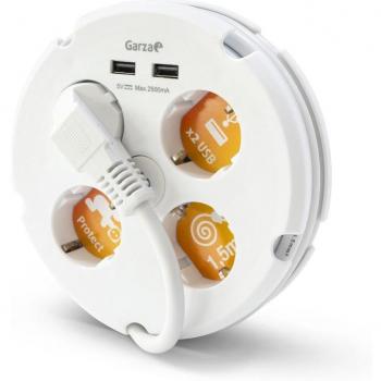 Regleta circular Garza - 4 tomas - 2 USB