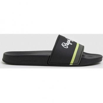 Pepe Jeans - Chanclas Slider negras con tira ancha en empeine y logo en relieve para hombre