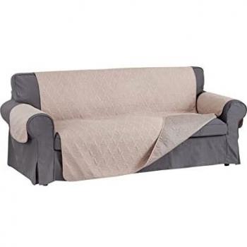 Baroni Home Funda para sofá de 3 plazas, Antimanchas y antiarañazos, Funda Acolchada de Doble Cara, Color Gris y marrón