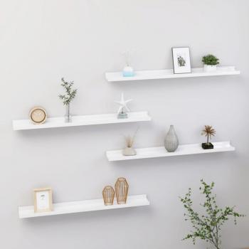 vidaXL Wall Shelves Set of 4 High Gloss White 80x9x3 cm