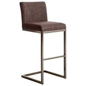 Taburete de Bar Paros en Acero Inoxidable con Asiento de Tela, Altura 77 cm, Disponible en 7 Colores