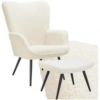 Sillón Hygge Ergonomico Tapizado con Reposapiés, Capacidad de Carga 150 kg, Sillón Reclinable Estilo Escandinavo en Tejido Bouclé y Corderoy Fino/An