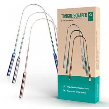 Y-Kelin 3 piezas de raspador de lengua de acero inoxidable, cepillo de lengua para el cuidado bucal