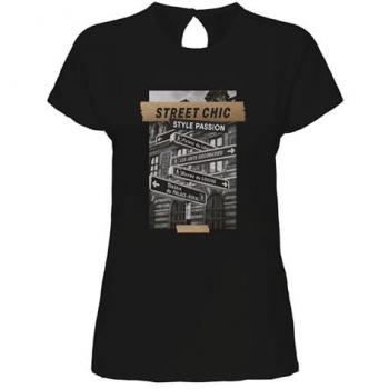 Camiseta Only Flora negra manga corta estampado para mujer, tipo: camiseta de mujer, características: manga corta, dibujo frontal, color negro con estampado