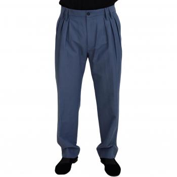 Dolce & Gabbana Blue Linen Chino Formal Pants - IT52 | L, Size: XL, Male, Stunning Linen-Cotton Pants