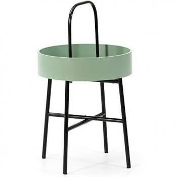 Mesa Auxiliar Mesa de Centro Redonda Jaipur con Tapa de MDF Verde y Estructura metálica en Color Negro Mate/DIAMETRO: 40 cm