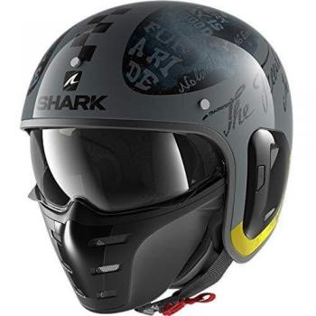 SHARK NC Casco per Moto, Hombre, Anthracite/Amarillo, L