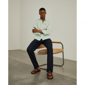 Camisa Lion of Porches slim fit de lino manga larga para hombre