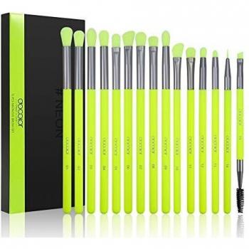 Docolor cepillo de sombras de ojos 15piezas brochas de maquillaje ojos verde neón Pinceles profesionales Corrector de sombras de ojos Cejas Pestañas Delineadores de ojos con sintético premium