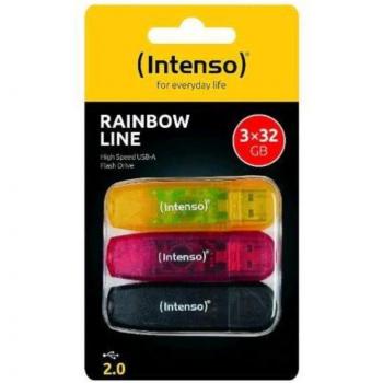 Pendrive Intenso Rainbow Line 32GB USB 2.0 Pack de 3 colores (Amarillo, Rojo, Negro)