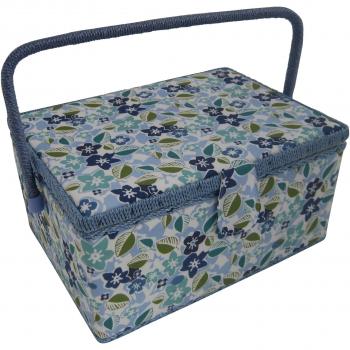 Kleiber - Costurero rectangular, tamaño grande, 32 x 24 x 16 cm, con bandeja interior para guardar los accesorios, color azul y verde
