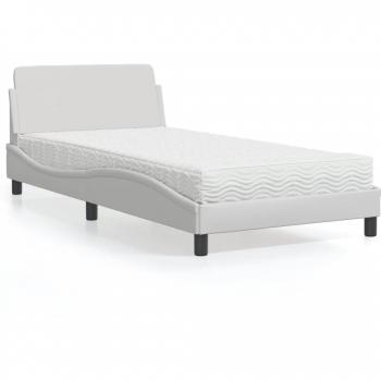 Cama con colchón de cuero sintético blanco 100x200 cm Vidaxl