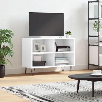 Soporte para TV de madera multicapa blanco pulido 69,5x30x50 cm