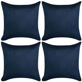 vidaXL Fundas de cojín 4 uds 80x80cm Poliéster gamuza azul marino