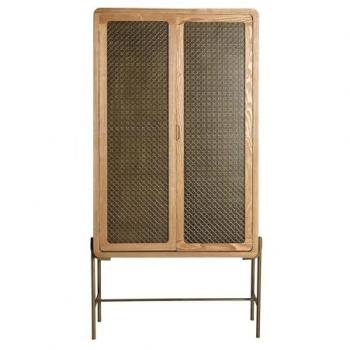 Armario Clásico de Madera de Pino y Aluminio en Color Marrón - 85x40x161 cm - Duradero y Elegante