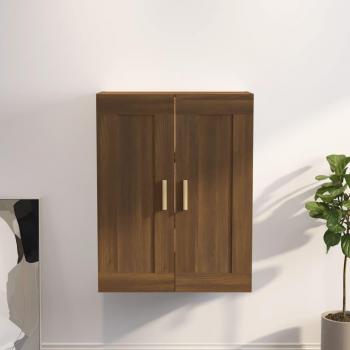 Armario de pared de madera contrachapada en color marrón roble, dimensiones 69,5x32,5x90 cm, mueble de almacenaje estantería para oficina, estudio, sala de estar y dormitorio