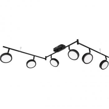 Foco de techo Lindby Neros, moderno, negro, 6 luces GX53, 150,2 cm, hecho de hierro para salón y comedor