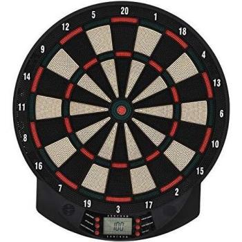 Juego de Dardos Electrónico HOMCOM con 26 Juegos, 185 Variaciones, para Máximo 8 Jugadores, Pantalla LCD y Altavoz, Color Negro