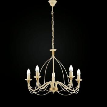 Candelabro Provenzal de Hierro Marfil y Oro Rústico 5 Luces 61x h45 cm