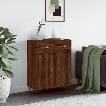 Aparador de madera multicapa de ingeniería en color roble marrón, dimensiones 69,5x34x90 cm
