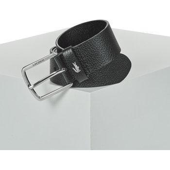 Cinturón de hombre Lacoste de piel granulada con detalle de cocodrilo en negro y cinturón de piel lisa con acento de cocodrilo, cuero auténtico, 35mm Smooth Leather Crocodile Accent Belt