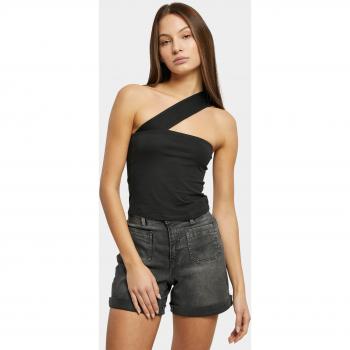 Urban Classics Women's Black One Strap Top - Size L - 95% Cotton, 5% Elastane