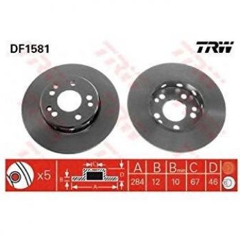 Disco de freno TRW DF1581 frente, completo, altamente carbonizado, 1 pieza