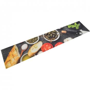 Alfombra de cocina lavable terciopelo dibujo vino cena 60x300 cm Multicolor