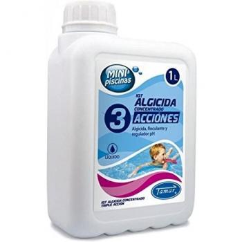 Tamar Algicida Larga Duracion Efecto Abrillantador, especial Mini Piscinas, Garrafa de 1 Litro.