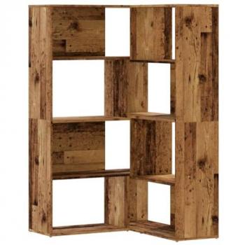 Estantería de esquina 4 niveles madera envejecida 85x85x140 cm