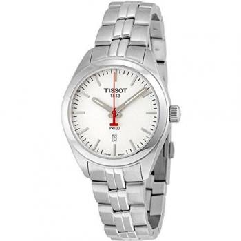 Reloj Tissot PR100 Mujer Cuarzo Suizo 33mm Resistente al Agua 100M Caja de Acero Esfera Blanca T1012101103100
