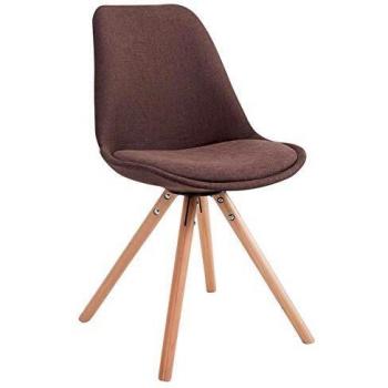 Silla de Comedor Toulouse en Tela Marrón Natural con Asiento Redondo y Estructura de Madera Estable