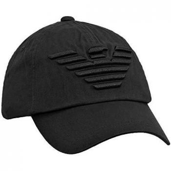 Gorra de hombre Emporio Armani en algodón negro con logo bordado a tono