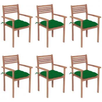 Stackable Teak Garden Chairs with Cushions - Set of 6