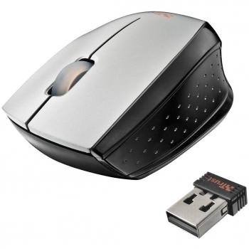 Trust Isotto -Mini Ratón óptico inalámbrico USB, sensor óptico de 800 dpi, 2.4 GHz, color plata y negro