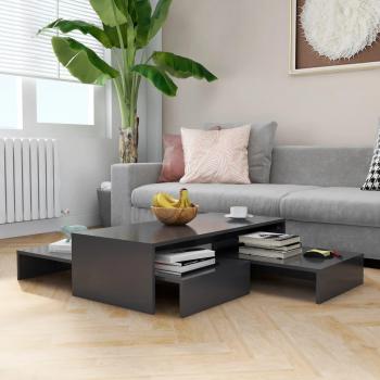 Set de mesas de centro apilables 100x100x26,5 cm en colores Blanco, Negro y Gris - Mesita de Salón o Comedor o Auxiliar Mesa de Café Meuble Salón - 3 piezas aglomerado