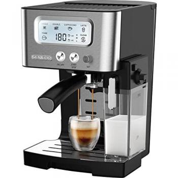 Cafetera Espresso Sencor SES 4090SS con espumador, depósito de leche, pantalla LCD, bomba italiana de 15 bares y calentamiento rápido