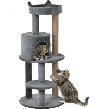 ?rbol Rascador para Gatos de 104 cm con Plataformas, Refugio, Postes de Sisal y Bola