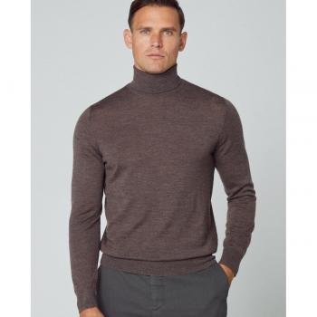 Jersey de hombre Hackett en color marrón oscuro con cuello alto