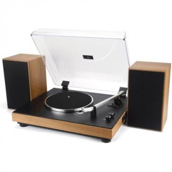 Giradischi Vintage Majestic TT 54 - Madera/Negro, 33/45 Giri, Bluetooth, USB, Altoparlanti Stereo Esterni 30W