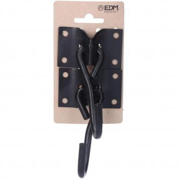 Soporte EDM Gancho para colgar Hamaca Negro 70 x 45 mm (2 Unidades)