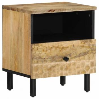 Mesita de noche de madera maciza de mango 40x33x46 cm Marrón
