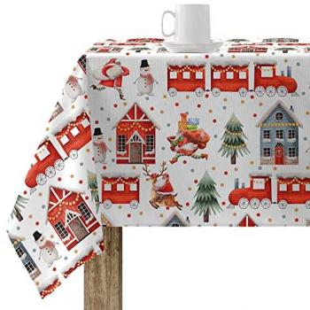 Mantel resinado antimanchas Belum Merry Christmas Multicolor 200 x 150 cm, 100% algodón, tacto no plastificado