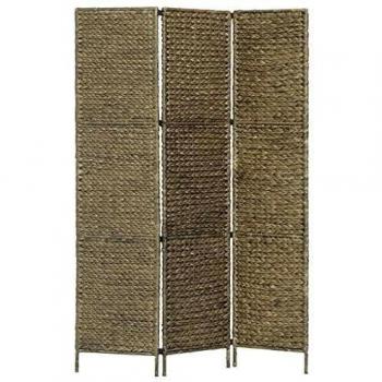 Brown Water Hyacinth 3-Panel Room Divider 116x160 cm