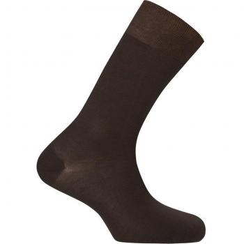 Calcetín de algodón mercerizado para hombre en color marrón